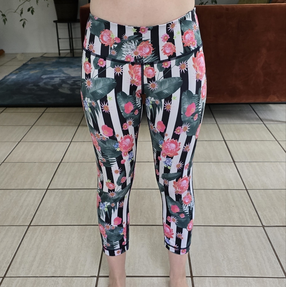 lululemon athletica Floral Striped Capri Leggings